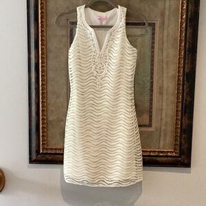 Lilly Pulitzer Ivory Lace Dress w/ Front Embellishments